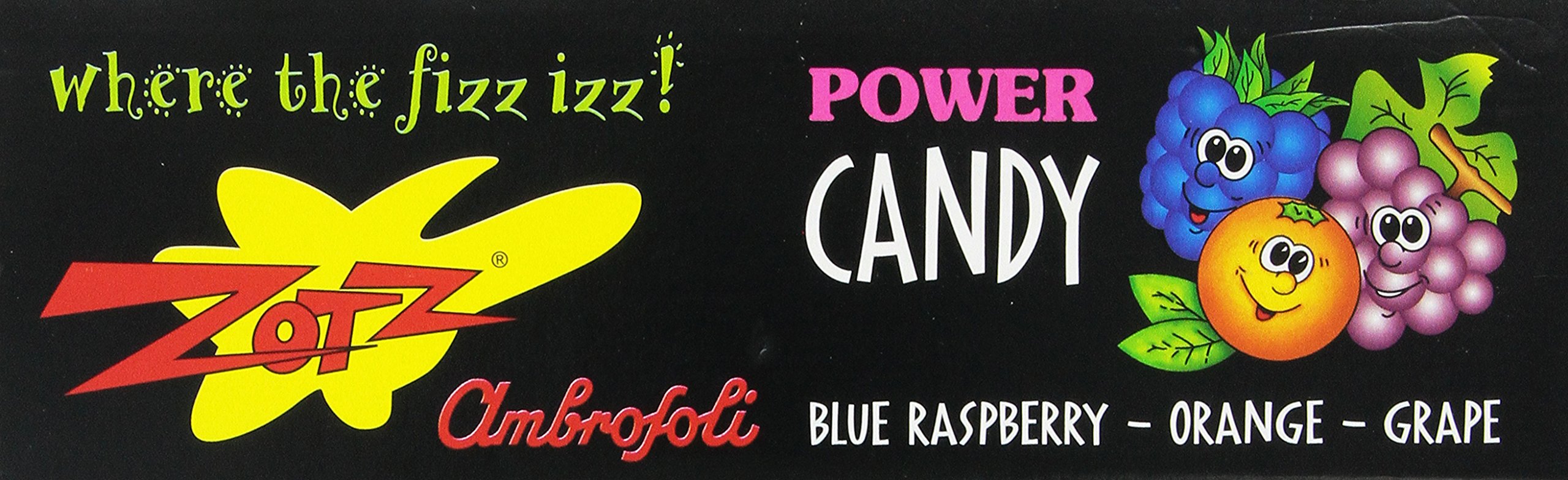 Zotz Fizz Sour Candy - Blue Razz, Orange & Grape 48ct. by Candy
